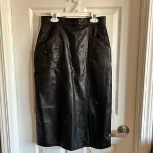 Real Leather Midi Skirt